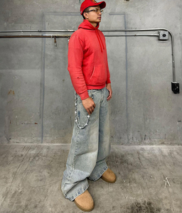Pantalones Vaqueros Anchos de Mezclilla Lavada a la Piedra, Cintura Alta, Corte Holgado, Estilo Urbano, Jeans para Hombre, OEM ODM - Product Image 3