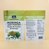 Tas kemasan kantong berdiri tahan bocor kedap kelembaban hasil Matte cetak kustom untuk bubuk daun Moringa organik