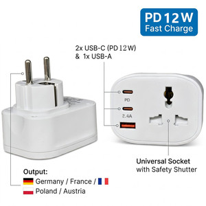 Adaptateur secteur standard UE PD12W 16A250V avec Type-C et USB pour la <span class=keywords><strong>France</strong></span> et la <span class=keywords><strong>Corée</strong></span> <span class=keywords><strong>du</strong></span> <span class=keywords><strong>Sud</strong></span> - Product Image 1