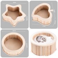 Baignoire en bois massif en forme d'étoile pour hamsters, design anti-éclaboussures, baignoire universelle pour hamsters dorés et nains