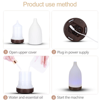 Diffuseur d'arômes en céramique Ce Rohs pour usage domestique, 100 ml, humidificateur électrique ultrasonique de bureau avec lumière nocturne
