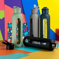 Bouteille en verre borosilicate sans BPA de 700 ml et 1000 ml avec paille et manchon de protection en silicone – Vente en gros
