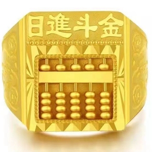 힙합 빈티지 황동 칵테일 반지 기하학 무늬 주판 24k 금도금 남성용 멋진 쥬얼리 선물 - Product Image 3