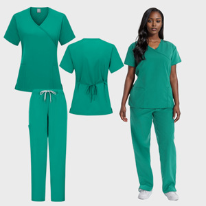 Women's Scrub Set Short Sleeve V Neck Tops Pants Hospital Uniforms For Nurses Surgeons Rose Red Purple Pink Cyan Watermelon Red - Product Image 5