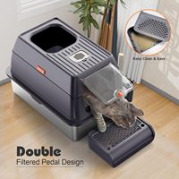 Lettiera per Gatti in Acciaio Inossidabile da 38L, Grande Capacità, Design 3 in 1 Chiuso e Semi-Aperto con Paletta Inclusa, Vendita Calda