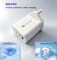 Chargeur mural ACK10 25W double port PD QC avec ports USB et Type-C pour les voyages - Adaptateur de charge rapide pour téléphones, appareils photo, écouteurs