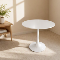 Table à manger ronde multi-usages en MDF noir ou blanc pour la maison, le bureau ou l'hôtel