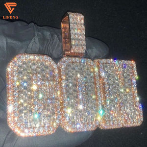 Kualitas Terbaik kustom pengaturan tangan Vvs Baguette Moissanite liontin 925 perak murni pria es keluar Hip Hop huruf jimat liontin - Product Image 1