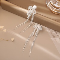 Zooying Boucles d'oreilles pour femmes, très vendues, en zircon, avec nœud en dentelle, motif spirale, à clip pour l'oreille, pour l'oreille percée, haut de gamme, à longues pampilles, élégantes et raffinées
