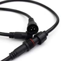 Kabel Daya Tahan Air DC 3-inti M12 dengan Konektor Pria dan Wanita, Kabel Sinyal LED untuk Penggunaan Dalam/Luar Ruangan