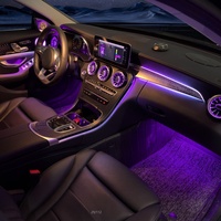 차량 무드등 키트 64색 앰비언트 카 라이트 메르세데스-벤츠 C클래스 GLC W205 W253 2015-2021용 차량 실내 무드등