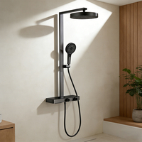 250001 Système de douche cascade moderne en acier inoxydable à quatre fonctions, ensemble mural chromé avec robinet de salle de bain à 2 poignées et douchette à main