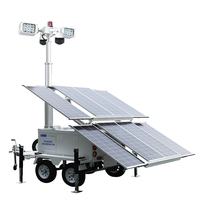 Lampes LED 6x200W avec mât de levage de 10m, portée d'éclairage de 500m, audio bidirectionnel pour le travail nocturne sur de grandes surfaces, tour d'éclairage solaire mobile