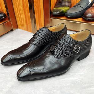 Nuevos Zapatos Oxford Casuales de Cuero Genuino de Lujo, Elegantes y Formales con Grabado Láser Cuadrado, Zapatos para Hombre con Funciones de Masaje Antideslizantes - Product Image 3