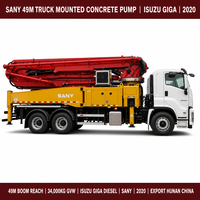 Pompe à béton Sany 49m Isuzu Giga d'occasion 2020 pour immeubles de grande hauteur, exportation Chine