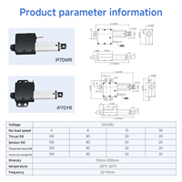 Petit actionneur linéaire DC12V 24V 10-200MM 10KG Moteur électrique pour armoires, ouvre-fenêtre, robotique avec support gratuit