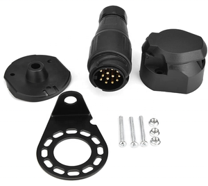 13Pin römork fiş adaptörü römork soket 13 pin konnektör tutucu yuvarlak konnektör ve çekme Hitch için Tow kablo değiştirme - Product Image 3