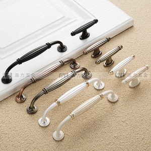 European Style Zinc Alloy Cabinet Handle Bar Shape Durable Wardrobe Furniture Drawer <b>Door</b> Pulls Ivory <b>White</b> Single Hole - Product Image 1
