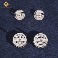 Pendientes de Botón Circulares de Plata de Ley 925 con Incrustaciones de Diamantes HPHT Cultivados en Laboratorio, Estilo Moderno, Envío Directo