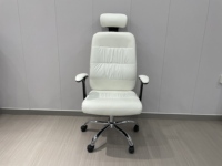 Chaise de bureau ergonomique à dossier haut, confortable, avec soutien lombaire, en cuir, pivotante, de direction, avec appui-tête