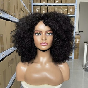 Proveedor barato rizado Brasil Natural resistente al calor largo Afro Curl <span class=keywords><strong>disfraz</strong></span> Pixie pelucas de cabello humano con flequillo - Product Image 1