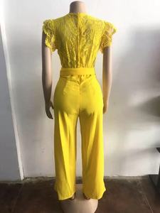 JHFS eleganza scollo a V con scollatura in <span class=keywords><strong>pizzo</strong></span> abito intero da donna abito posteriore con fasciatura larga <span class=keywords><strong>tuta</strong></span> Casual da festa - Product Image 4