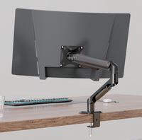 Support d'écran unique 32 pouces en alliage d'aluminium noir avec fonction de levage et de rotation, inclinaison de 45° et réglage en hauteur