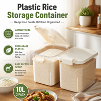 Conteneur de stockage de riz en plastique de style professionnel, pour usage domestique, anti-insectes, anti-humidité, hermétique, grande capacité 20 livres, pour riz, céréales et farine