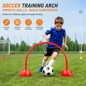 Juego de 5 arcos portátiles y duraderos de PP para entrenamiento de fútbol, estacas de suelo, bases interiores, rellenas de agua, para agilidad y dominio del balón - Product Image 2