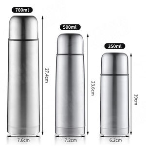 กระติกน้ำสุญญากาศสแตนเลสแบบสองชั้นทรงกระสุน ฝาปิดแบบกด ไม่ทำให้เกิดเหงื่อ - Product Image 2