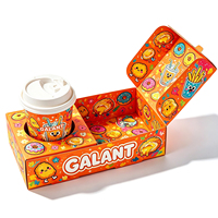 Boîte pliante en carton personnalisée en gros avec porte-gobelet pour desserts et pâtisseries variés, idéale pour les cafés, boulangeries et plats à emporter