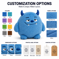 Peluche Monstre Bleu Personnalisée Brodé Anti-Stress Tissu Ultra Doux Fabrication Directe Usine OEM ODM Vente en Gros MOQ