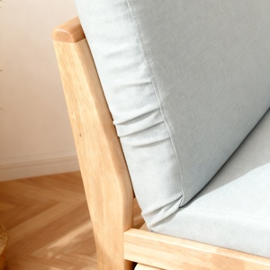 Sofá Seccional Rectangular de Estilo Escandinavo con Estructura de Madera Maciza, Tapicería de Lino Azul Claro y Almacenamiento con Cajones, Ideal para Villas - Product Image 5