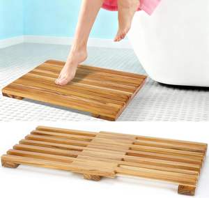 Tapis de bain antidérapant en bambou, tapis de douche en bois imperméable pour spa et sauna, tapis de salle de bain écologiques, alternative au tapis de bain, direct usine - Product Image 1