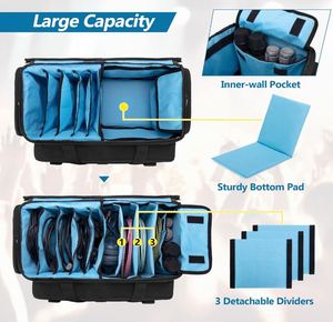 Large DJ Gig Bag Travel DJ <b>Cable</b> File Case with Padded Bottom & Detachable Dividers DJ <b>Gear</b> Storage Organizer - Product Image 2