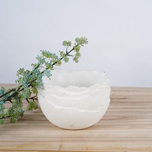 Vaso in <span class=keywords><strong>Cemento</strong></span> Bianco Fatto a Mano con Design a Linee Ondulate, Nuova Decorazione Creativa da Tavolo per Casa e Giardino, Confezionato in Cartone - Product Image 5