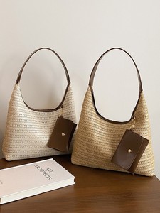 Sac fourre-tout tendance 2026 en cuir PU tressé vintage, antivol, avec bandoulière amovible, capacité jusqu'à 1L, pour le bureau et les trajets quotidiens, pour femme - Product Image 1