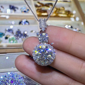 Collier Pendentif Personnalisable en Argent S925 Plaqué Platine/Rhodium avec Moissanite Brillante Taille Brillant 5CT 10CT – Grande Tendance, Haute Qualité - Product Image 3