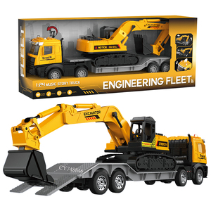 Giao Thông Vận Tải xe với thắp sáng âm nhạc và Kể Chuyện Ma sát đồ chơi với máy xúc đồ chơi kỹ thuật Trailer xe đồ chơi cho trẻ em - Product Image 1