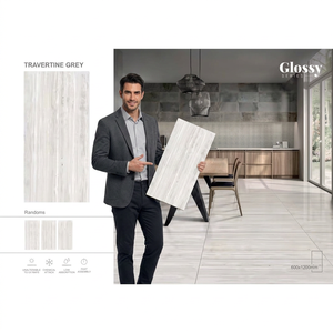 Grey Marble Look Porcelain Tiles 600x1200mm Glossy Glazed Wall Floor Tiles For Bathroom - Product Image 3