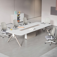 Table de conférence moderne en mélamine de qualité E0 avec pieds en acier en forme de A, bureau de réunion pour salle de conférence