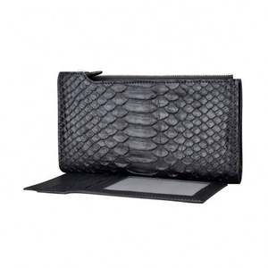 2023 personalizzato nuovo stile di lusso vera e propria <span class=keywords><strong>pelle</strong></span> di serpente in <span class=keywords><strong>pelle</strong></span> da donna sottile cerniera piatta una piega lunga carta <span class=keywords><strong>portafoglio</strong></span> - Product Image 6