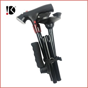 Canne d'alarme à double poignée avec lumières LED, pliable, antidérapante, pour personnes âgées - Product Image 4
