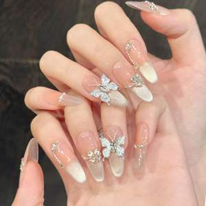 Nouveau modèle lancé : Effet miroir, œil de chat, dégradé, éclat lumineux, flash intense, luxe, élégant, pur fait main, press-on, stiletto, papillon - Product Image 3