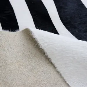 Custom Made Large Zebra Print Cowhide Rug Animal Hides With Hair On