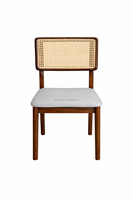 Chaise de salle à manger en bois au dossier canné, style moderne et élégant, ergonomique, siège rembourré, écologique, pour salle à manger et bureau à domicile