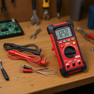 Multímetro Digital con Rango Automático, 1250 Vdc, Medidor de Voltaje CA/CC, Corriente, Resistencia y Temperatura, con Cables - Product Image 3