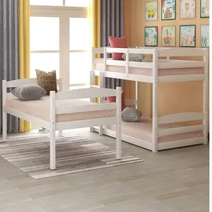 Factory offer Solid Wood Bunk Bed with Ladder for Kids and Teens OEM
