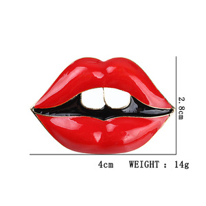 <span class=keywords><strong>Broche</strong></span> en alliage de zinc émaillée de haute qualité, bijou fantaisie en forme de grandes lèvres rouges pour femme - Product Image 5