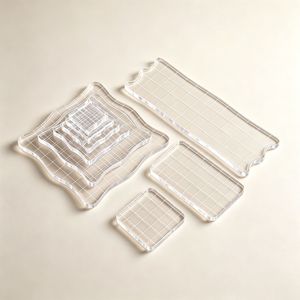 Manche de tampon en acrylique avec grille de positionnement, personnalisable, accessoires d'outils d'artisanat - Product Image 2